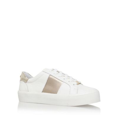 White 'Lotus' flat lace up sneakers